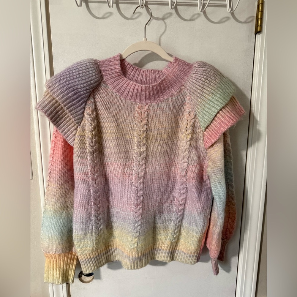 THML Pastel Rainbow Cable Knit Sweater